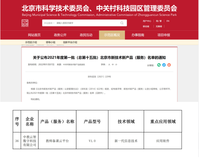 中教云旗下产品荣获北京市新技术新产品认证，技术服务实力再获权威认可